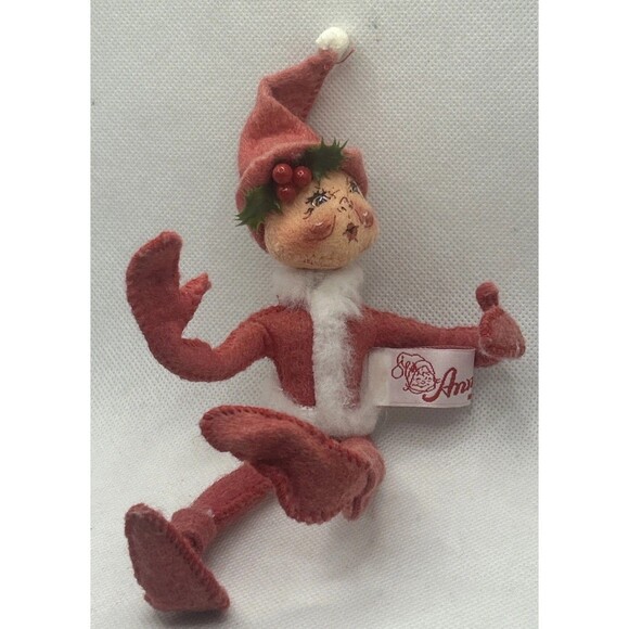 Vintage Annalee Doll Elf Christmas Red 1991 Original Shelf Sitter Mischievous - Picture 1 of 5